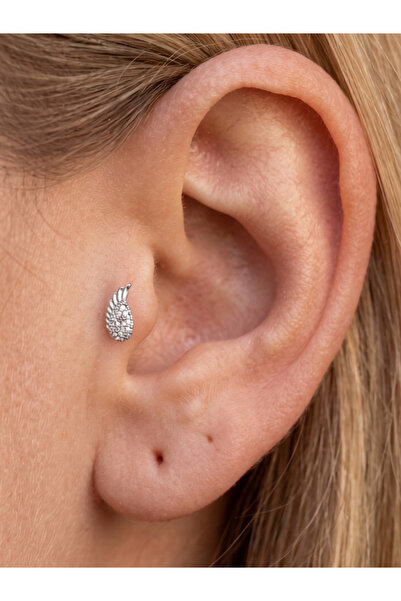 GKCBijoux 316L Kararmaz Çelik Tragus Helix Kulak Piercing Küpesi