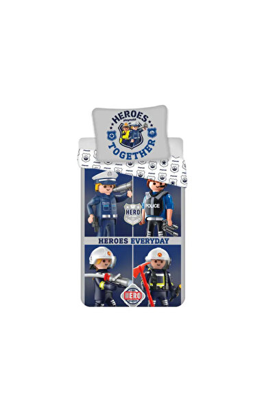 Jerry Fabrics Set lenjerie de pat Playmobil Heroes pentru copii 140x200 cm + ...