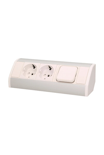 Orno Priză mobilă 2x2P+cu întrerupător, Schuko, alb-argintiu