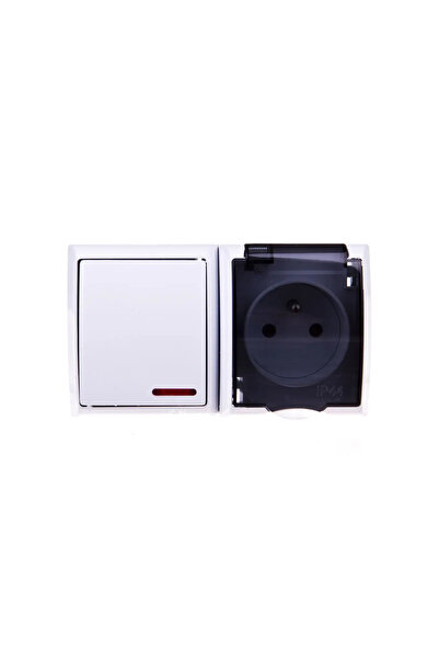OSPEL Cuplaj ermetic simplu cu iluminare de fundal Wave + soclu cu/u flip alb...
