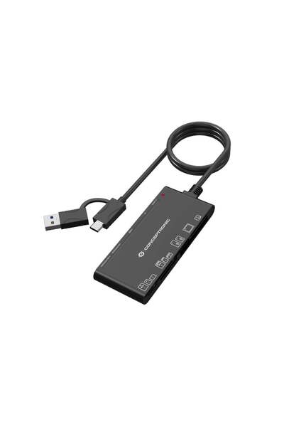 CONCEPTRONIC Cititor de carduri 7-în-1 USB-A/-C 3.2 Negru