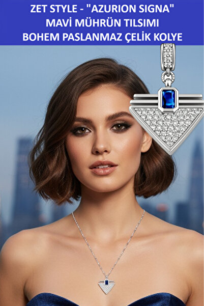 ZETCONCEPT Zet Style – Azurion Signa |   Blue Seal Amulet - Stainless Steel N...