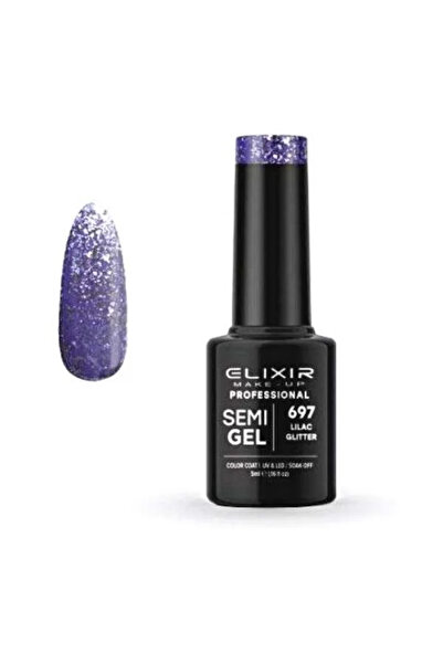 Elixir Επαγγελματικό Ημι-τζελ Ημι-μόνιμο Βερνίκι Νυχιών 697 Λιλά Γκλίτερ Έντο...