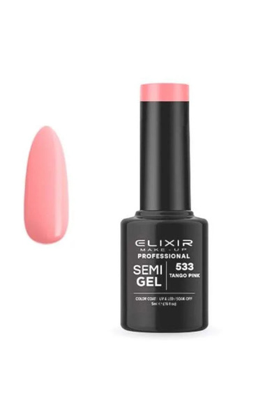 Elixir Επαγγελματικό Ημι-τζελ Ημι-μόνιμο Βερνίκι Νυχιών 533 Ροζ Τάνγκο 5ml