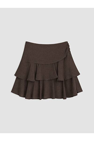 LC Waikiki Rmz Gi̇yi̇m Farkiyla Zippered Waist Layered Ruffle Shorts Skirt