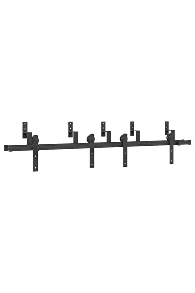 vidaxl Set de feronerie pentru ușă glisantă, negru, 183 cm, oțel