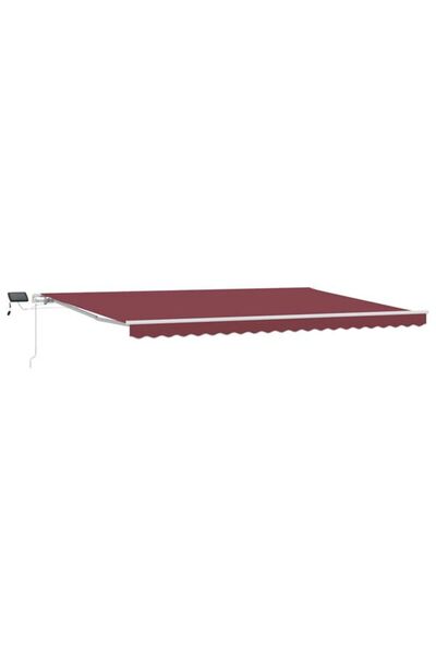 vidaxl Copertină retractabilă manuală cu LED, Bordeaux, 500 x 300 cm