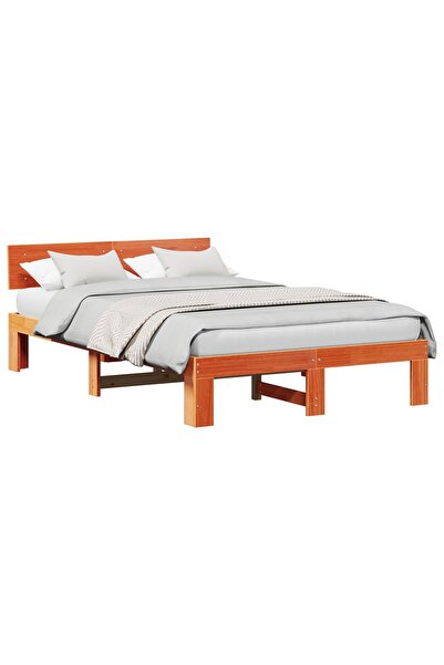 vidaxl Cadru de pat Maroniu cerat 135 x 190 cm Lemn de pin masiv