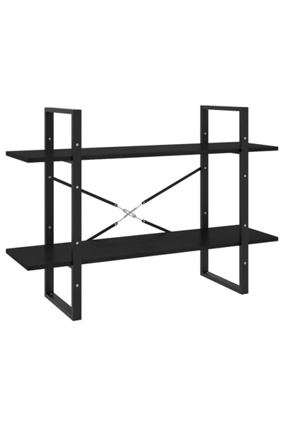 vidaxl Bibliotecă cu 2 rafturi, 100x30x70 cm, negru, lemn masiv de pin