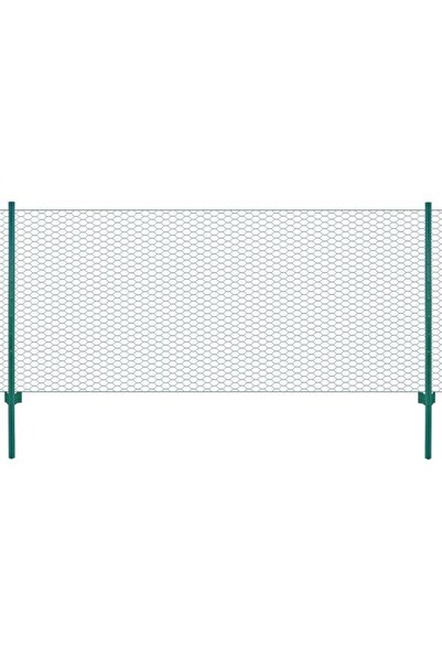 vidaxl Gard din plasă de sârmă cu stâlpi, Verde, 25 x 0,5 m, Oțel