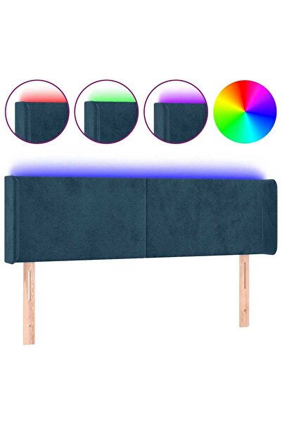 vidaxl Tăblie de pat cu LED, albastru închis, 147x16x78/88 cm, catifea