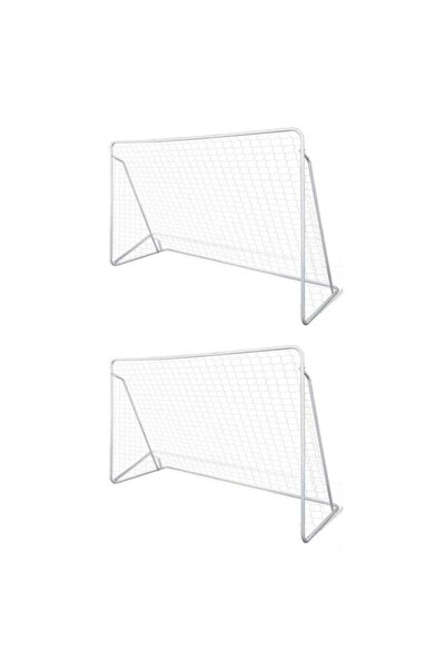 vidaxl Poartă de fotbal cu plasă, 2 bucăți, 240 x 90 x 150 cm, oțel