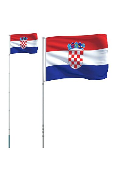 vidaxl Steagul Croației și stâlp de aluminiu, 5,5 m
