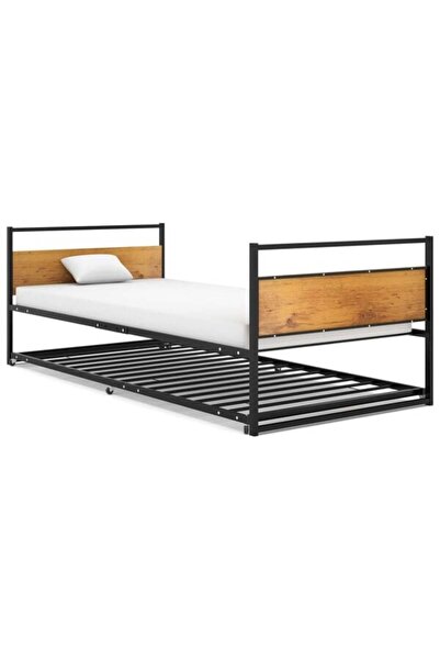 vidaxl Cadru de pat extensibil, negru, 90 x 200 cm, metalic