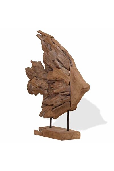 vidaxl Sculptură Pește din Teak 40 x 12 x 57 cm