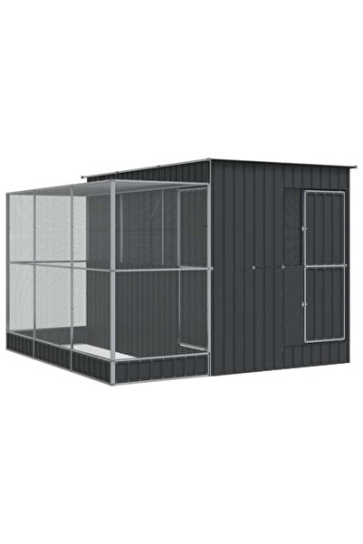 vidaxl Volieră cu extensie argintie 290 x 303 x 216 cm din oțel