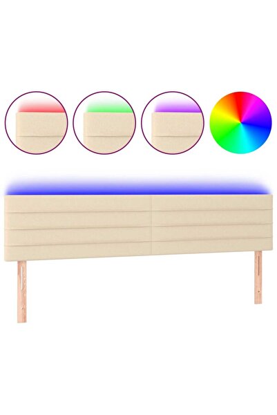 vidaxl Tăblie de pat cu LED, crem, 160x5x78/88 cm, textil