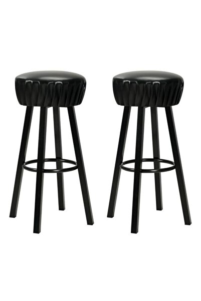 vidaxl Scaune de bar, 2 buc., negre, piele ecologică