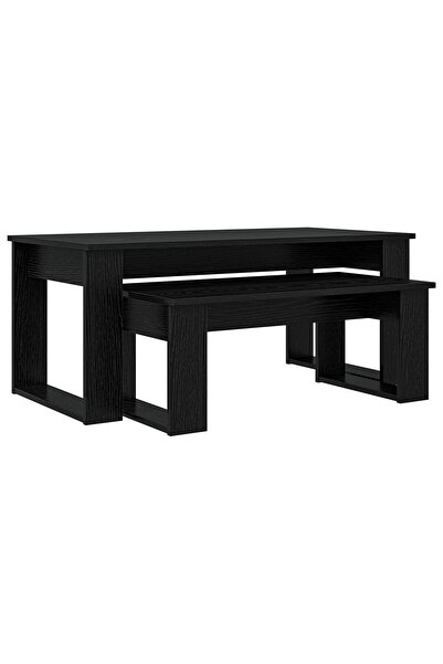 vidaxl Set de măsuțe de cafea 2 pcs Stejar Negru Lemn compozit
