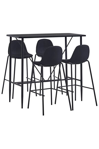 vidaxl Set mobilier de bar, 5 piese, negru, material textil