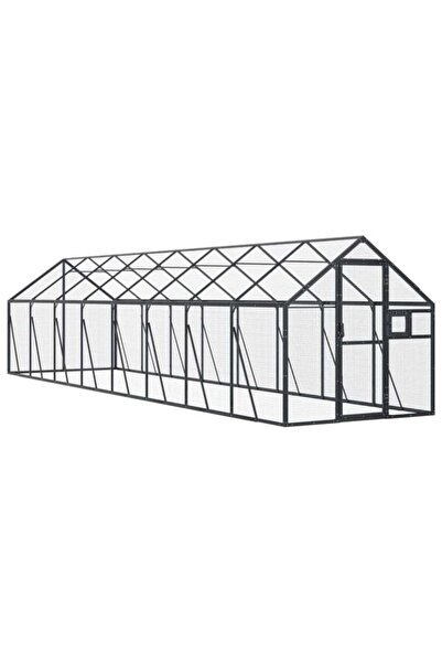vidaxl Volieră pentru păsări, antracit, 1.79 x 8 x 1.85 m, aluminiu
