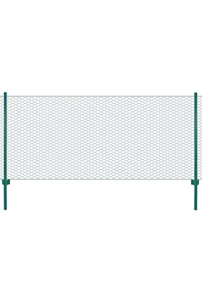vidaxl Gard din plasă de sârmă cu stâlpi, Verde, 25 x 0,5 m, Oțel