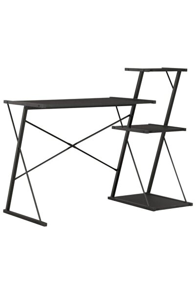 vidaxl Birou cu raft, negru, 116 x 50 x 93 cm