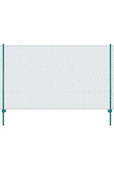 vidaxl Gard din plasă de sârmă cu stâlpi, verde, 25 x 2 m, oțel