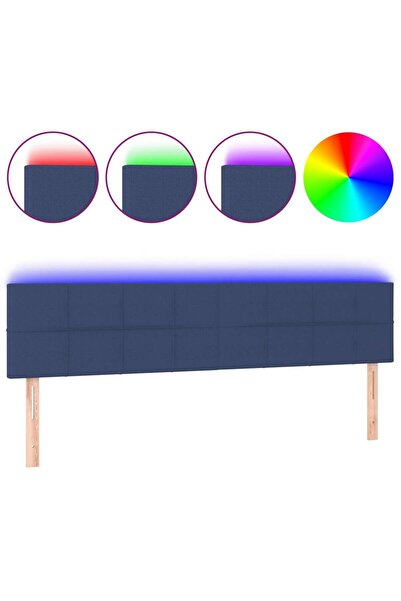 vidaxl Tăblie de pat cu LED, albastru, 160x5x78/88 cm, textil