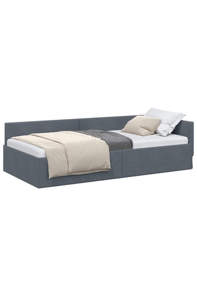 vidaxl Cadru de pat colțar Gri închis 100 cm x 200 cm Catifea
