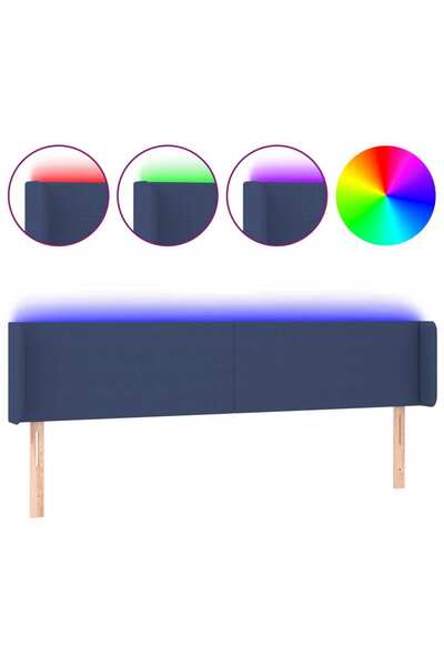vidaxl Tăblie de pat cu LED, albastru, 163x16x78/88 cm, textil