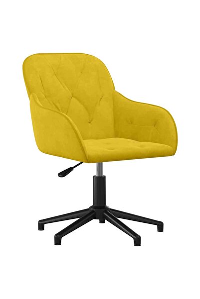 vidaxl Scaun de birou pivotant, galben, catifea
