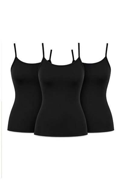 CHARM Yıldız 3-Pack Women's Lycra String Strap Undershirt Flexible Cotton Com...