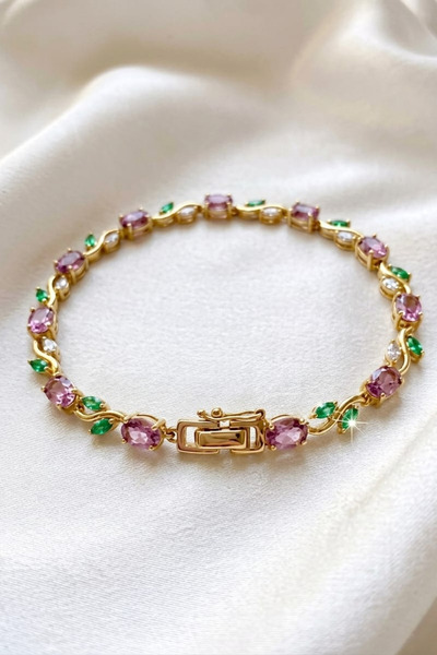 Elifsu Jewelry Tulip Bracelet Tulip Flower Steel Bracelet with Zircon Stone T...