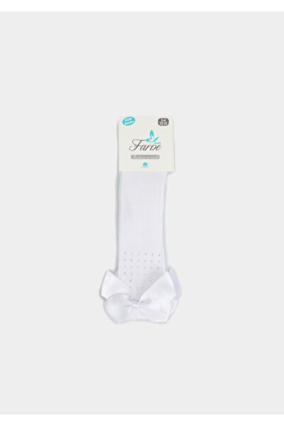 Farve White Ribbon and Stone Socks White