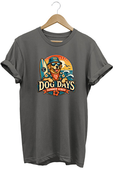 WİDİ Dog Days Summer Vibes Unisex Μπλουζάκι με στάμπα σκύλου με καλοκαιρινό θ...