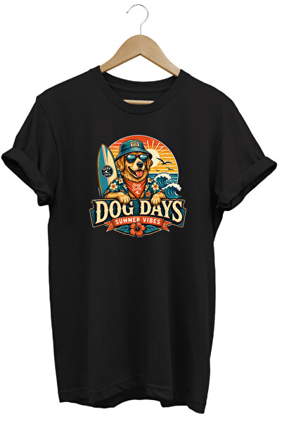The Baski Dog Days Summer Vibes Unisex Μπλουζάκι με στάμπα σκύλου με καλοκαιρ...
