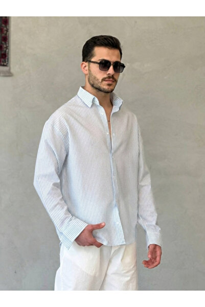 civetta Men's Pinstripe Seersucker Fabric Comfortable Fit Shirt