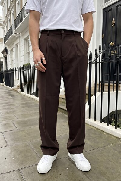 Livio Ferri Salto Double Fabric Pleated Men's Baggy Pants Wide Leg Trousers