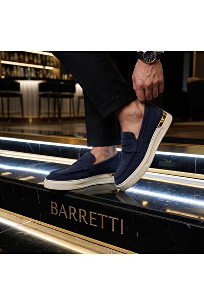 By Barretti LACİVERT ARKA GOLD PLAKA SÜET LOAFER