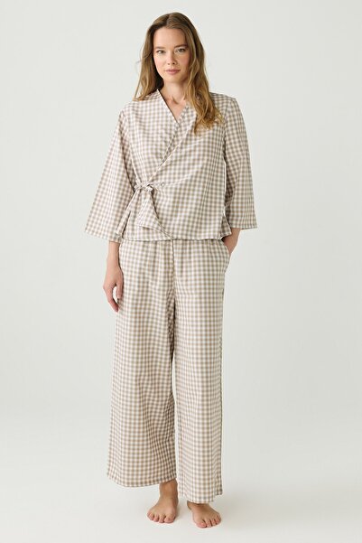 C&City Dayjamas Pötikare Double-Breasted Shirt and Trousers Set Milk Coffee