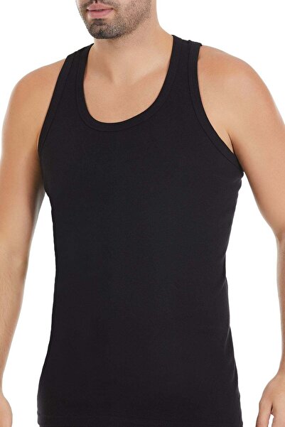 YILDIZ Ribana Sportsman Men's Undershirt Black 100% Cotton 3-Pack
