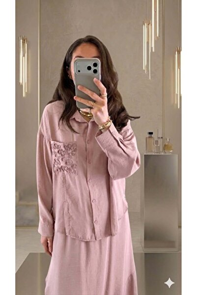 Ceremony Saphire Set with Snap Detail Accessories on Blouse and Skirt
