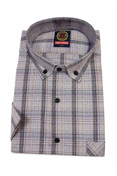 Kuraff Giyim Baba Kare Patterned Single Pocket Short Sleeve Shirt