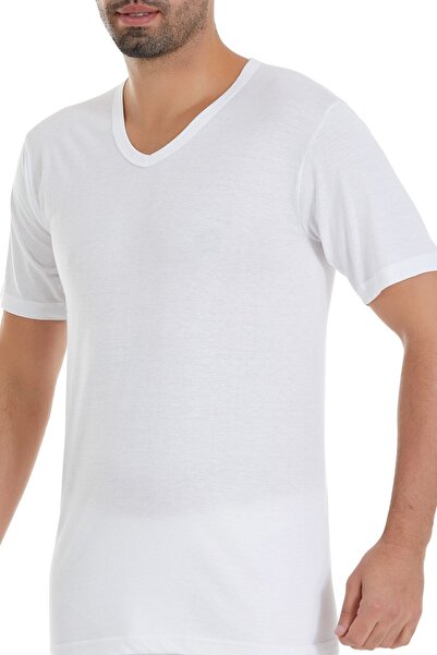 YILDIZ Super Slim V-Neck Short Sleeve Men's Undershirt White 3 Pack