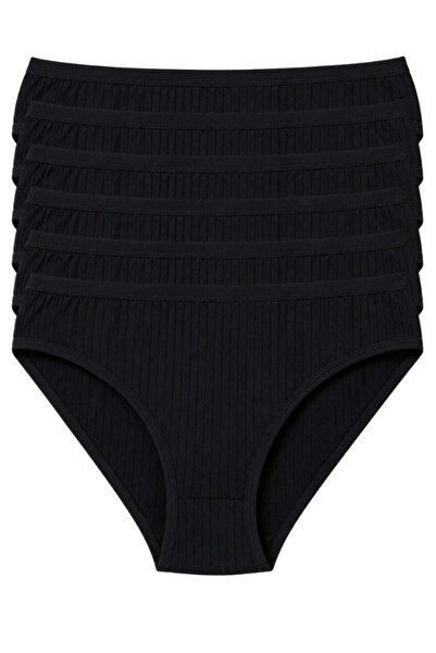 YILDIZ Striped Bamboo Bikini Women's Panties Black 6-Pack