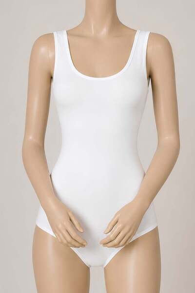 YILDIZ Lycra Wide Strap Women's Snap Fastener Bodysuit White 3-Pack