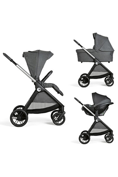 Chicco Carucior copii 3 in 1 Bellagio, Black Satin (gri inchis), 0luni+