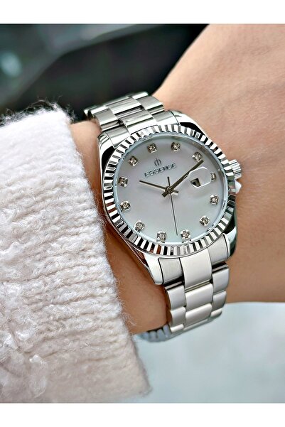 Essence Special Design Calendar Steel Cord Silver Color Women Wrist Watch D12...