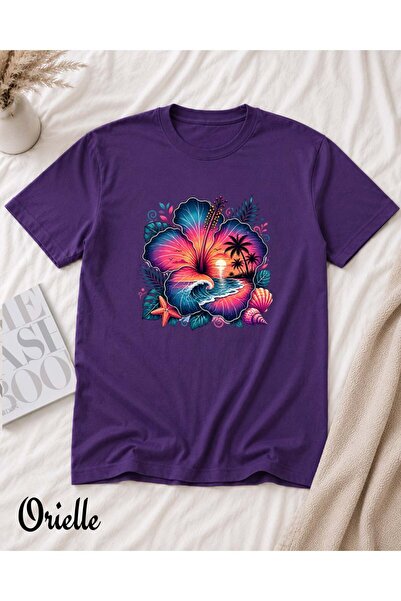 Orielle Tricou croială lejeră Floare de apus